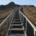 Climbing up to the top of Bartolome Island